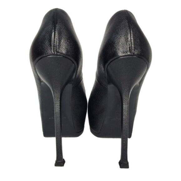 Yves Saint Laurent Tribtoo Pebbled Leather Platform Pumps - Picture 4 of 8